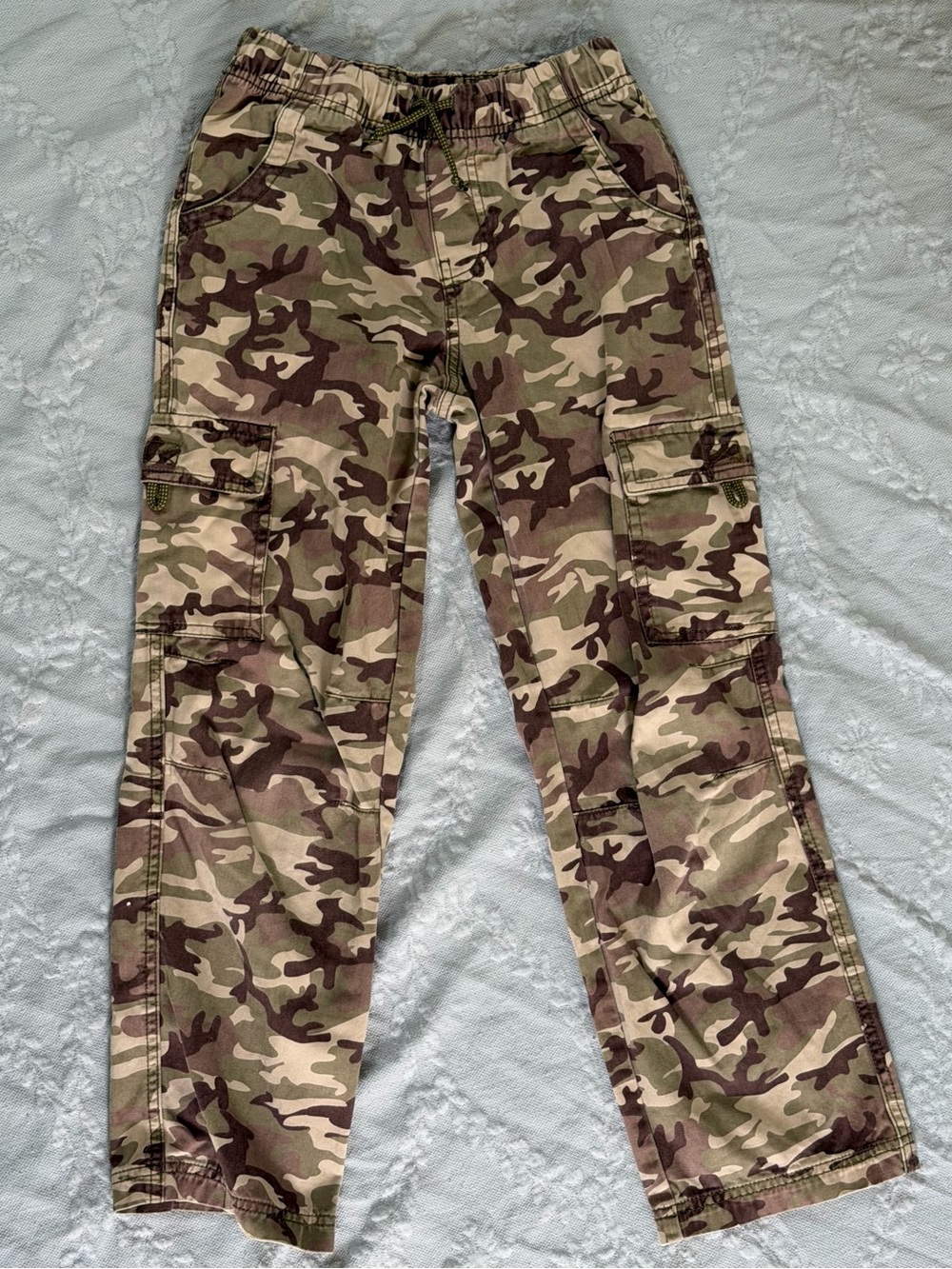L.L.Bean | Boys Camo Cargo Pants | Size 10 | Drawstring Pull-On Utility Cotton